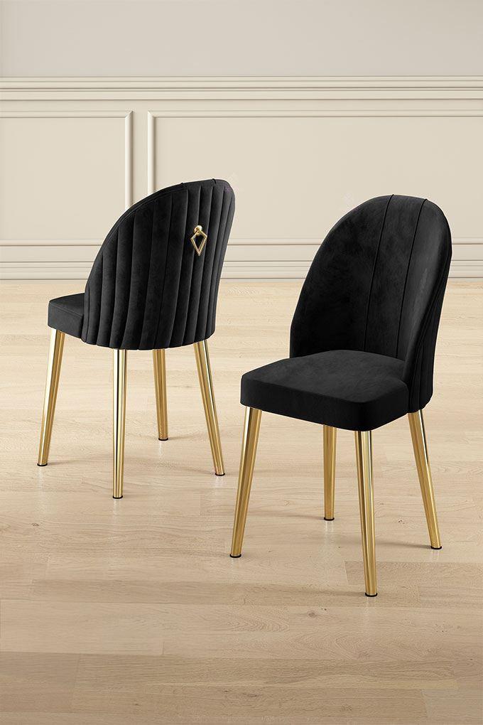 Hanah Home Mara set stolica, 44x90x42 cm, 2 dijela, zlatno-crne boje