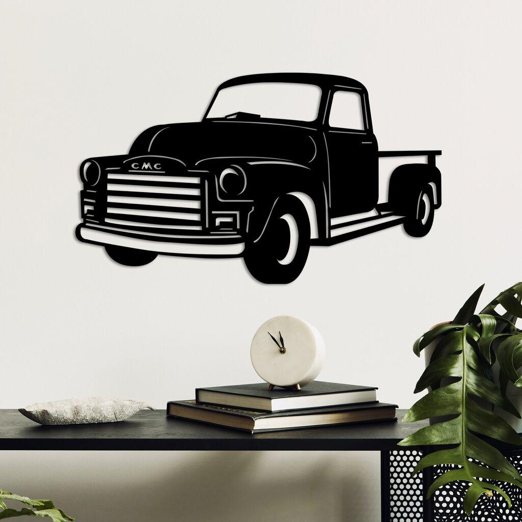 Wallity Zidna dekoracija GMC 3100 Pickup Truck, 60 x 35 cm,  Crna
