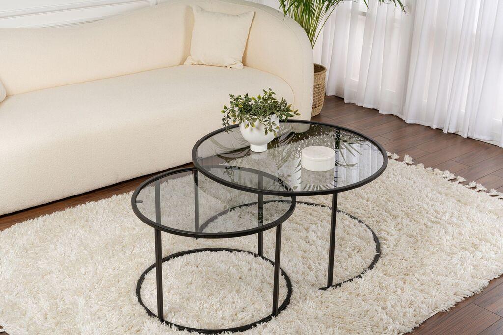 Nordure Club set stolova Aurum, 60x60x39, 80x80x43cm, 2 dijela, crna