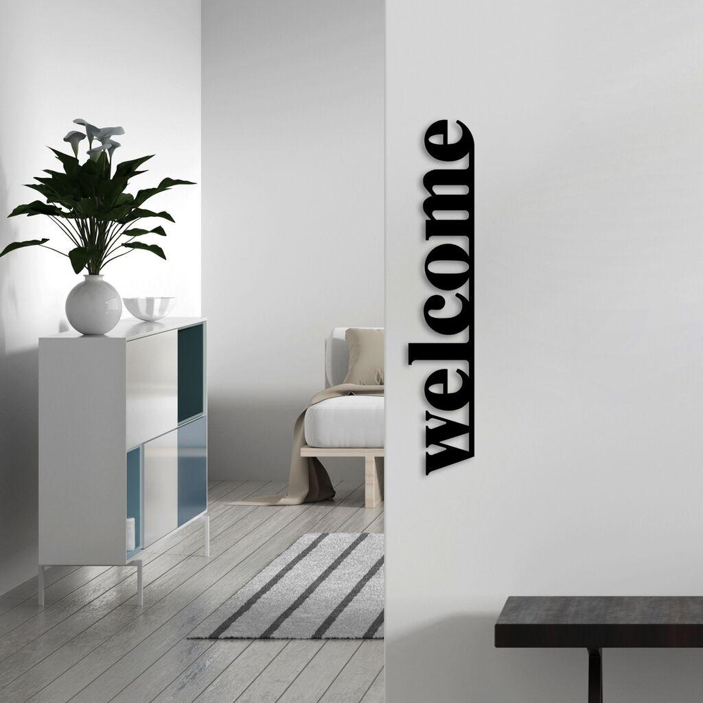 Wallity Zidna dekoracija Welcome, 70x13 cm, 1.5 mm, Crna