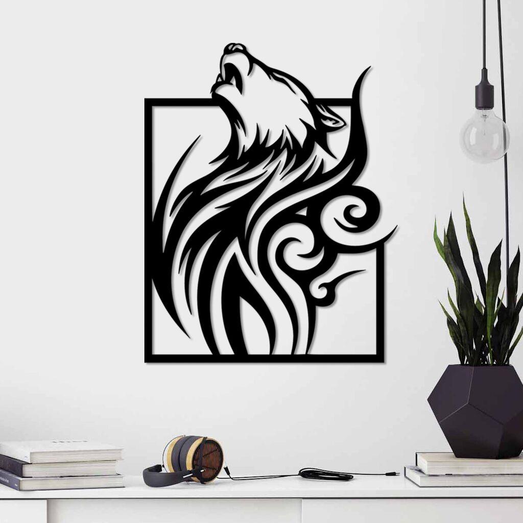 Wallity Zidna dekoracija Wolf in Frame, 55 x 43 cm,  Crna
