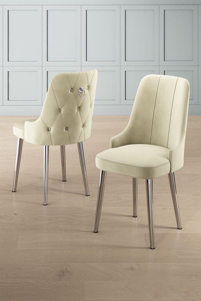 Hanah Home Newa set stolica, 46x94x46 cm, 2 dijela, srebrno-krem boja