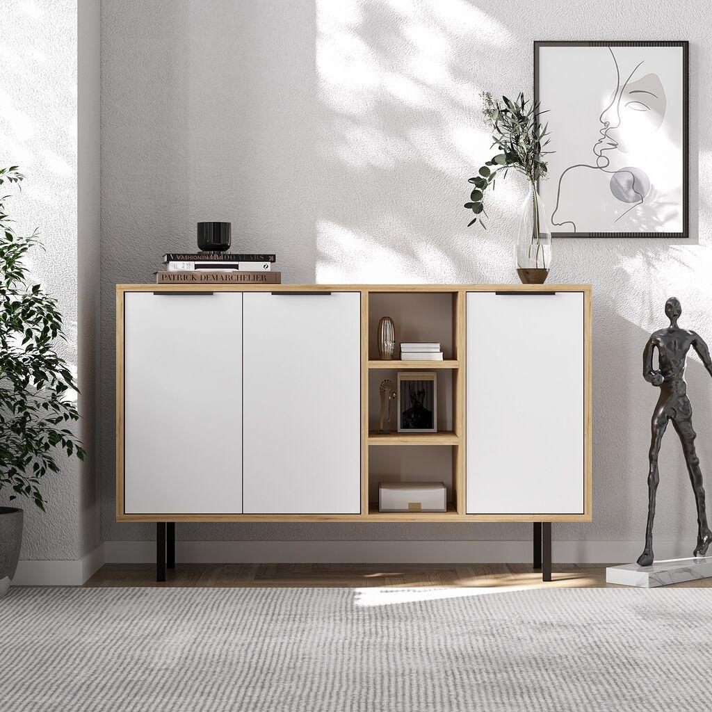 Hanah Home konzola Beč, 120x75x29.6 cm, Bijeli hrast