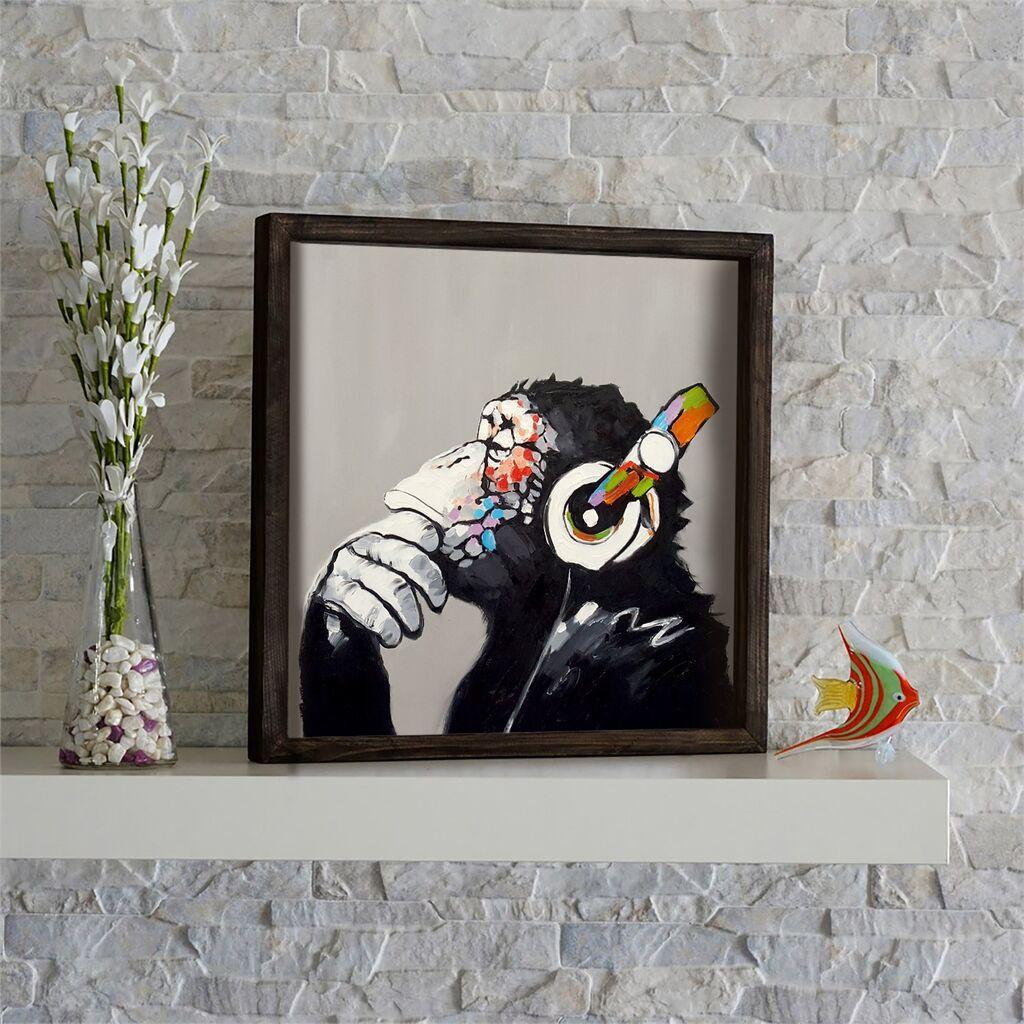 Wallity Slika majmuna sa slušalicama 33x33 cm šarena