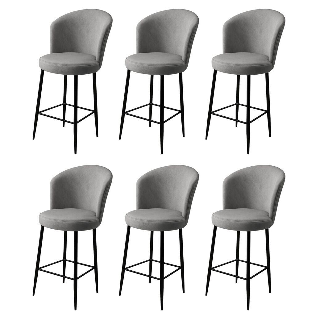 Hanah Home Set barskih stolica Fora, 6 dijelova, Sivo-crna