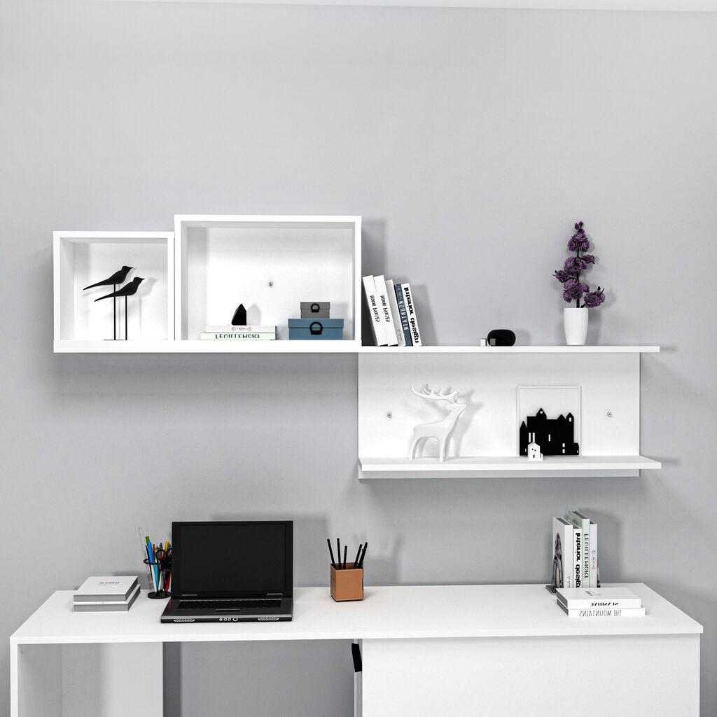 Hanah Home Zidna polica Akser, 180x80,4x19,6 cm, Bijela