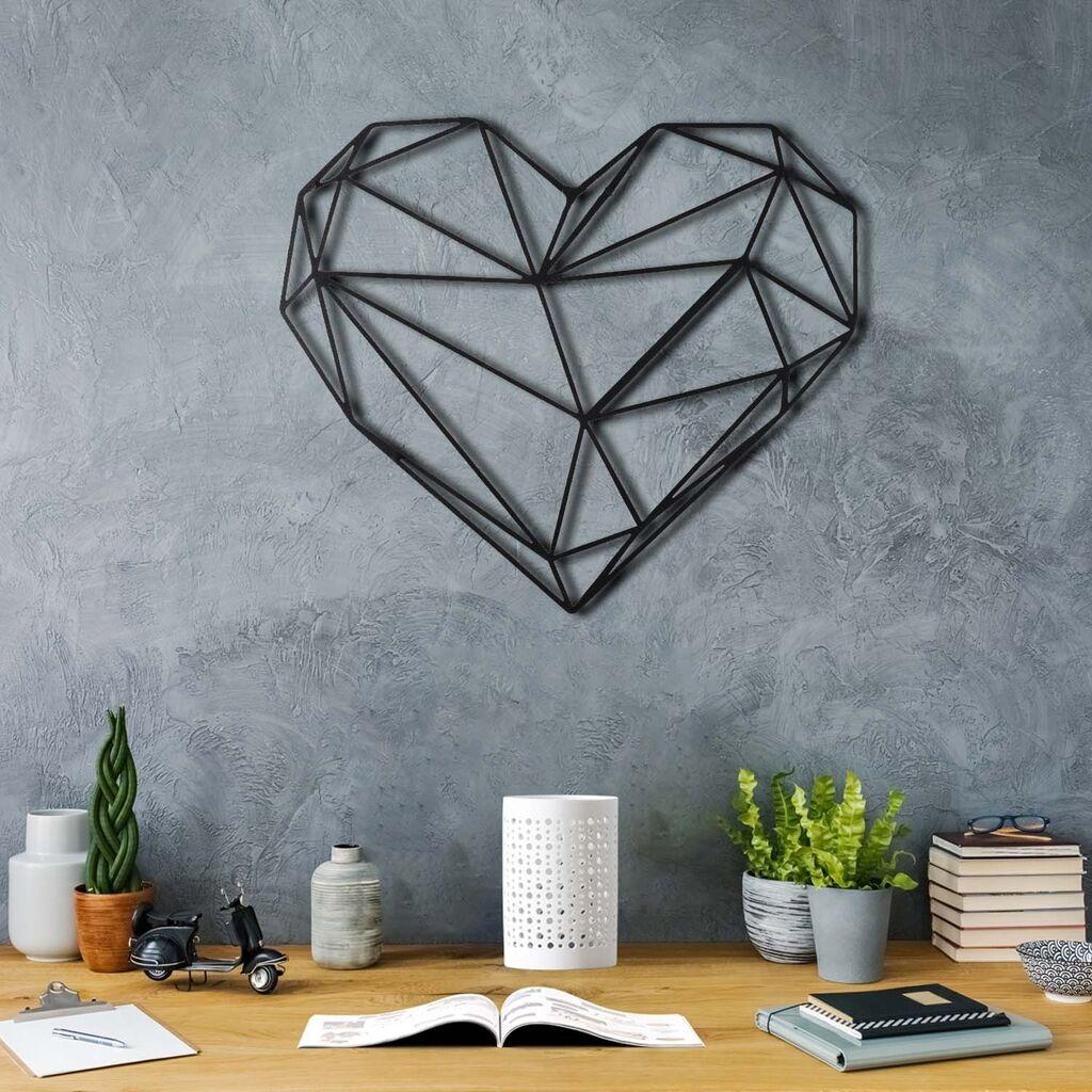 Wallity Zidna dekoracija Heart v2, 37x40 cm 2 mm, Crna