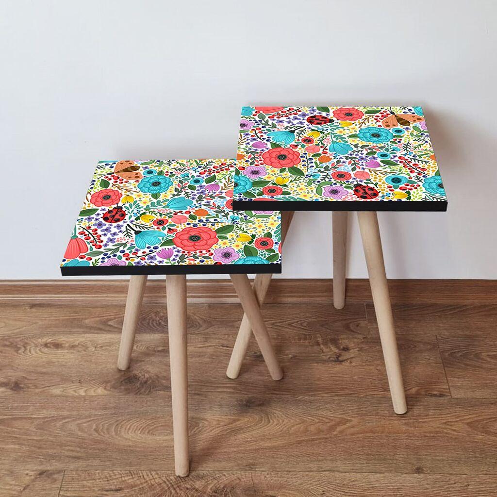 Hanah Home set stolića za kafu 2Shp355, 2 dijela, šareni