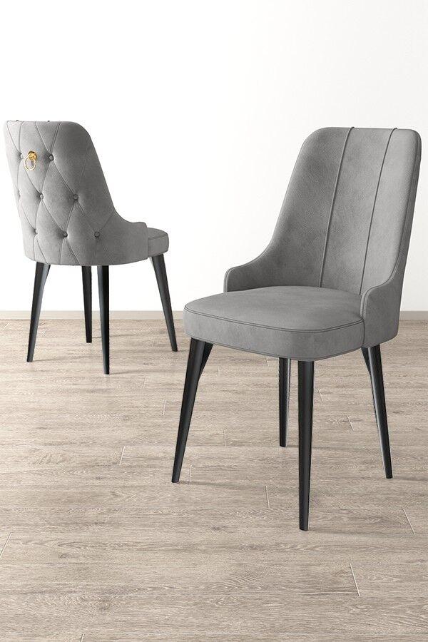 Hanah Home Newa set stolica, 46x94x46 cm, 6 dijelova, sivo-crna
