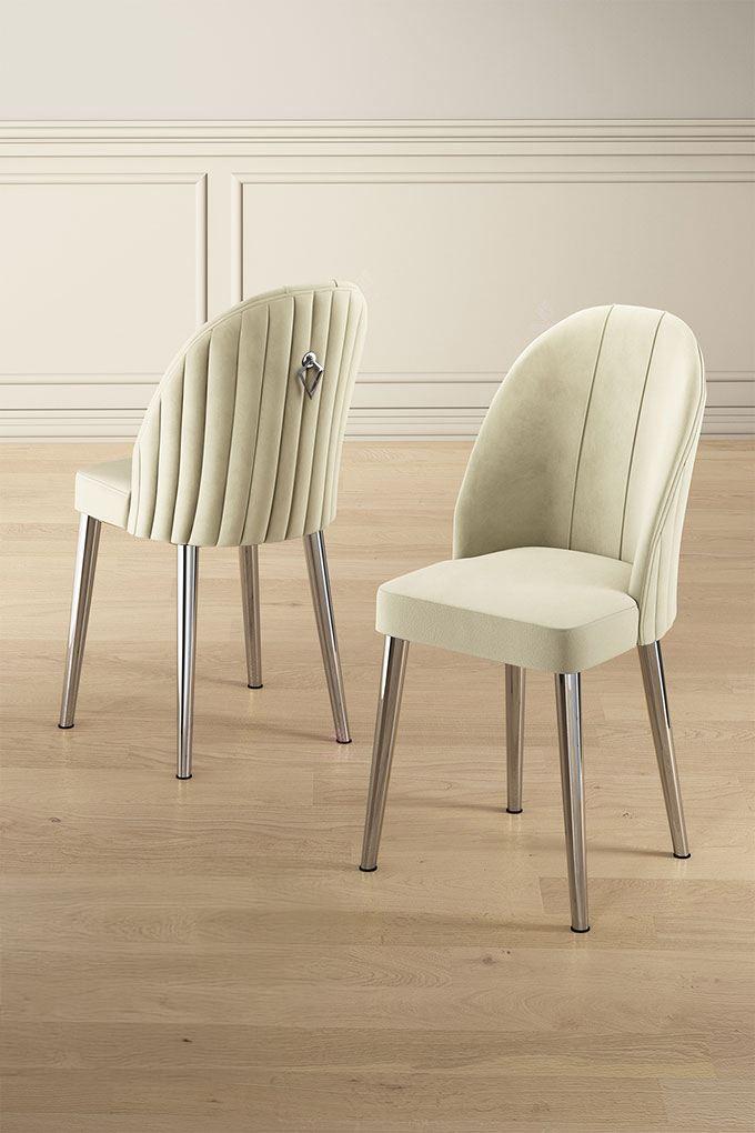 Hanah Home Mara set stolica, 45x91x42 cm, 4 dijela, srebrno-krem boja