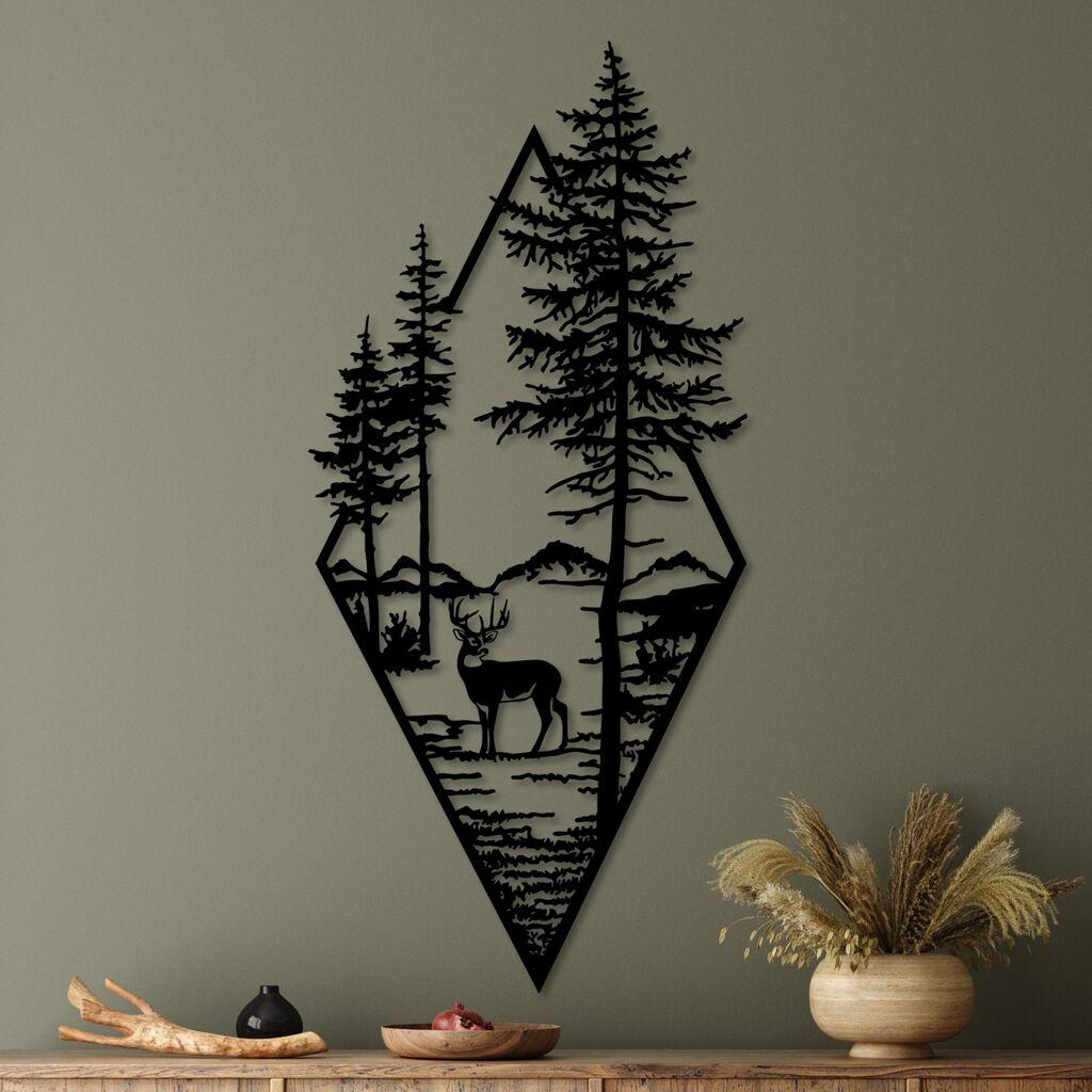 Wallity Zidna dekoracija Deer, 39x85 cm, 1.5 mm, Crna