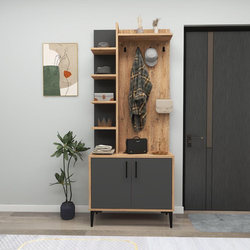 Hanah Home Julendor stalak za cipele s mašnom, 74,4x33x182,8 cm, antracit