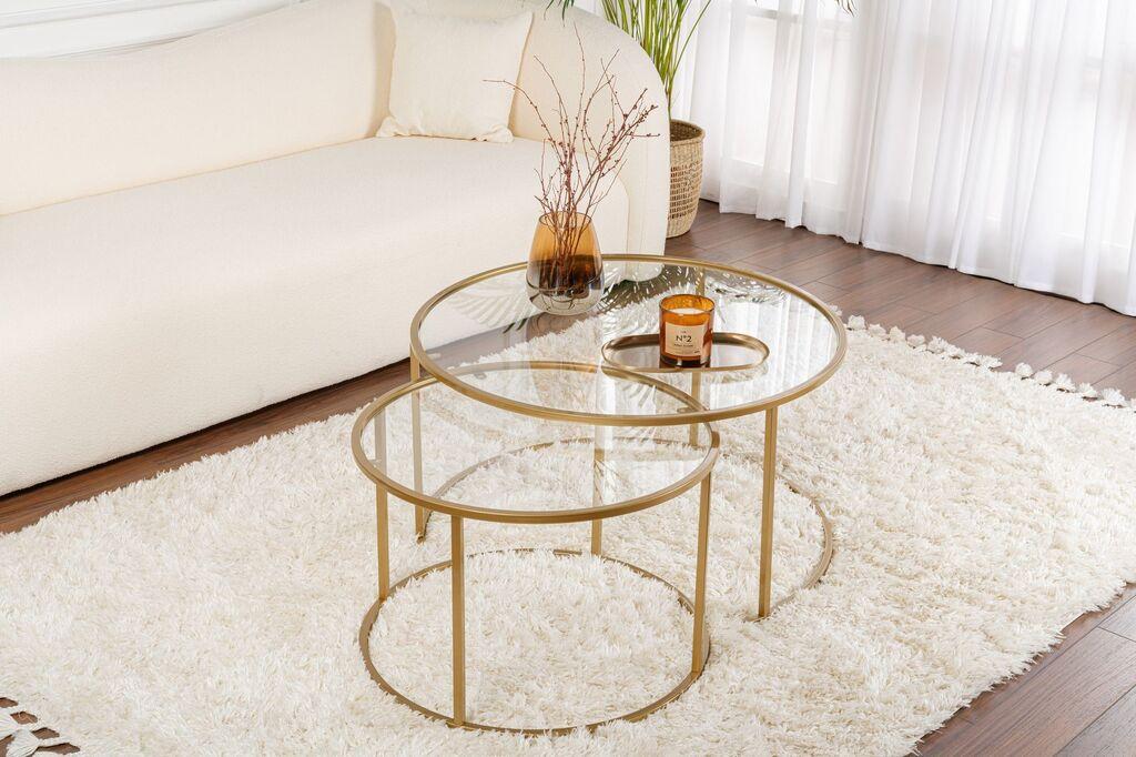 Nordure Club set stolova Aurum, 80x80x43cm, 2 dijela, zlatna boja