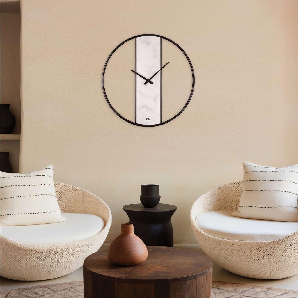 Wallity Zidni sat Demre, 62x62 cm, Bijelo-crni