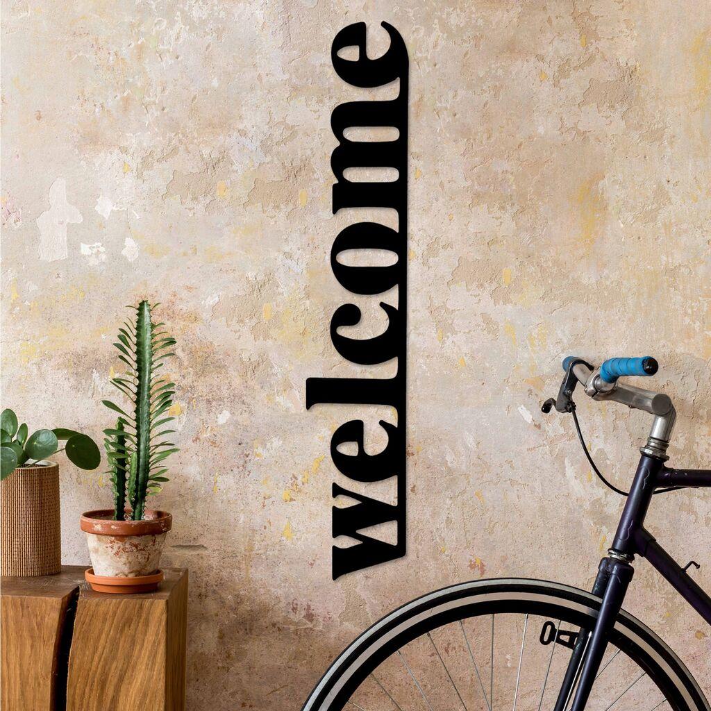 Wallity Zidna dekoracija Welcome-5, 18x98 cm, 1.5 mm, Crna