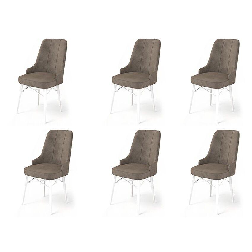 Hanah Home Pare set stolica, 46x94x46 cm, 6 dijelova, Bijelo-smeđa