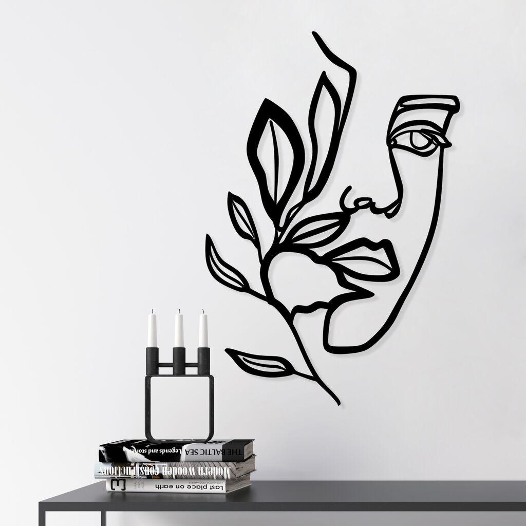 Wallity Zidna dekoracija Woman Face Behind The Branch, 46x56cm, Crna