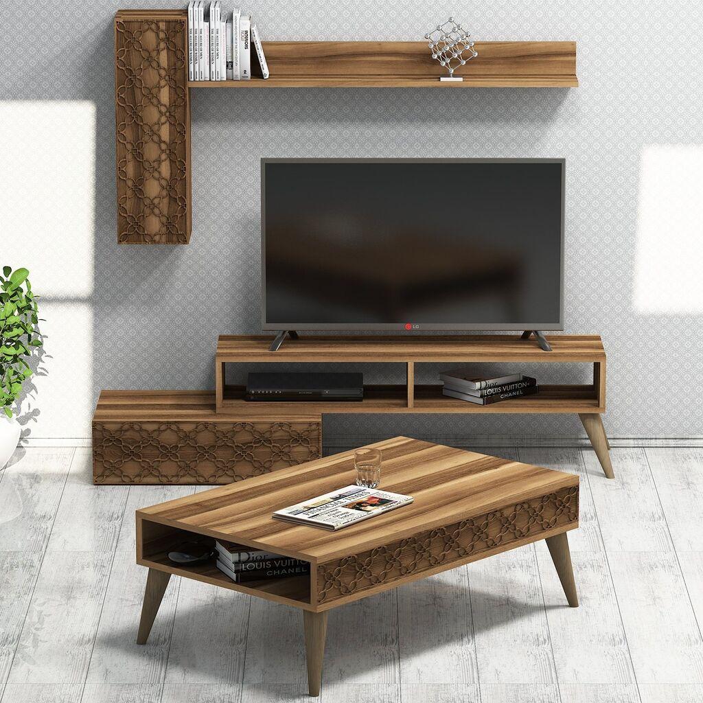Hanah Home Planet set namještaja za dnevni boravak, 3 dijela, orah