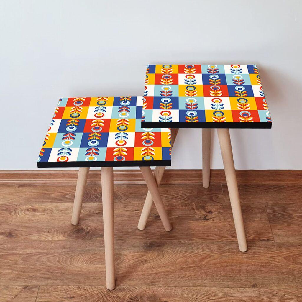 Hanah Home set stolića za kafu 2Shp375, 2 dijela, šareni