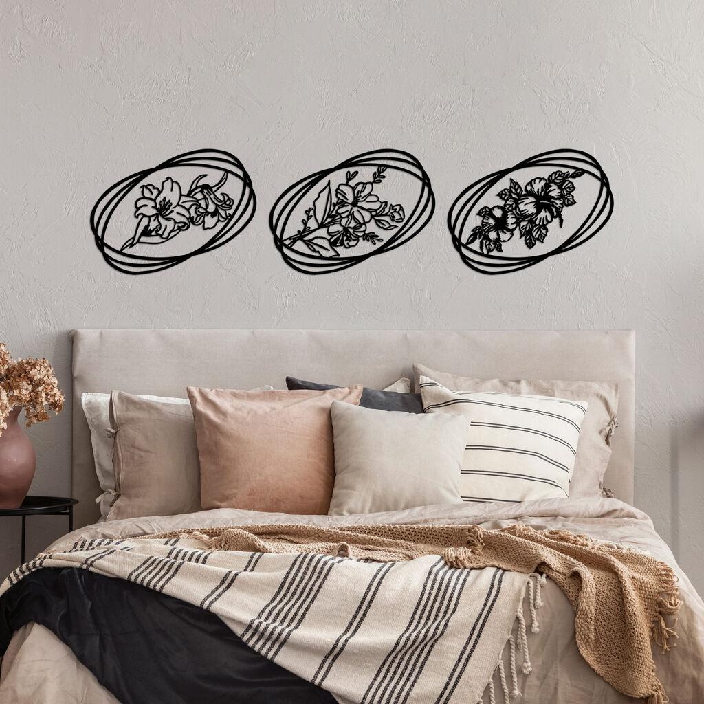 Wallity Zidna dekoracija Flowers - 513, 45 x 60 cm,  Crna