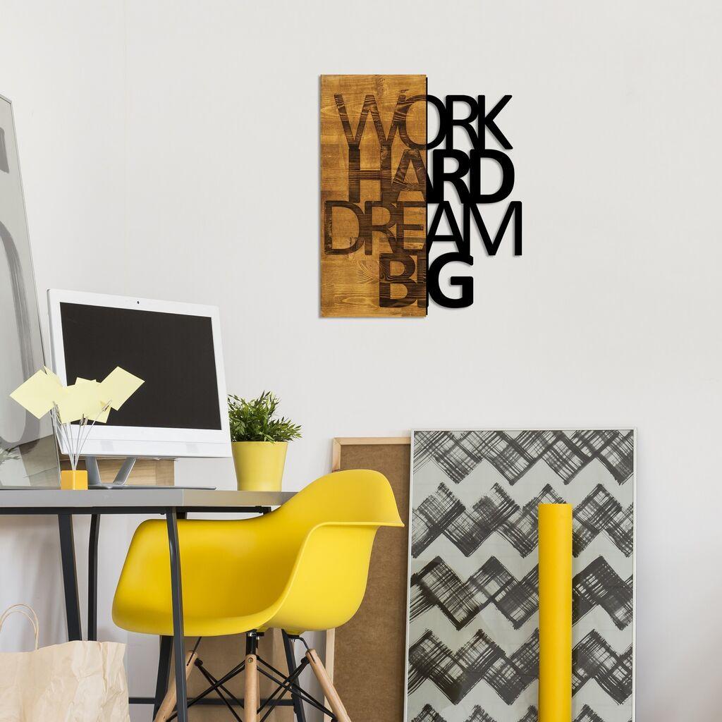 Wallity Zidna dekoracija Work Hard Dream Big, 48x58 cm, Smeđe boje