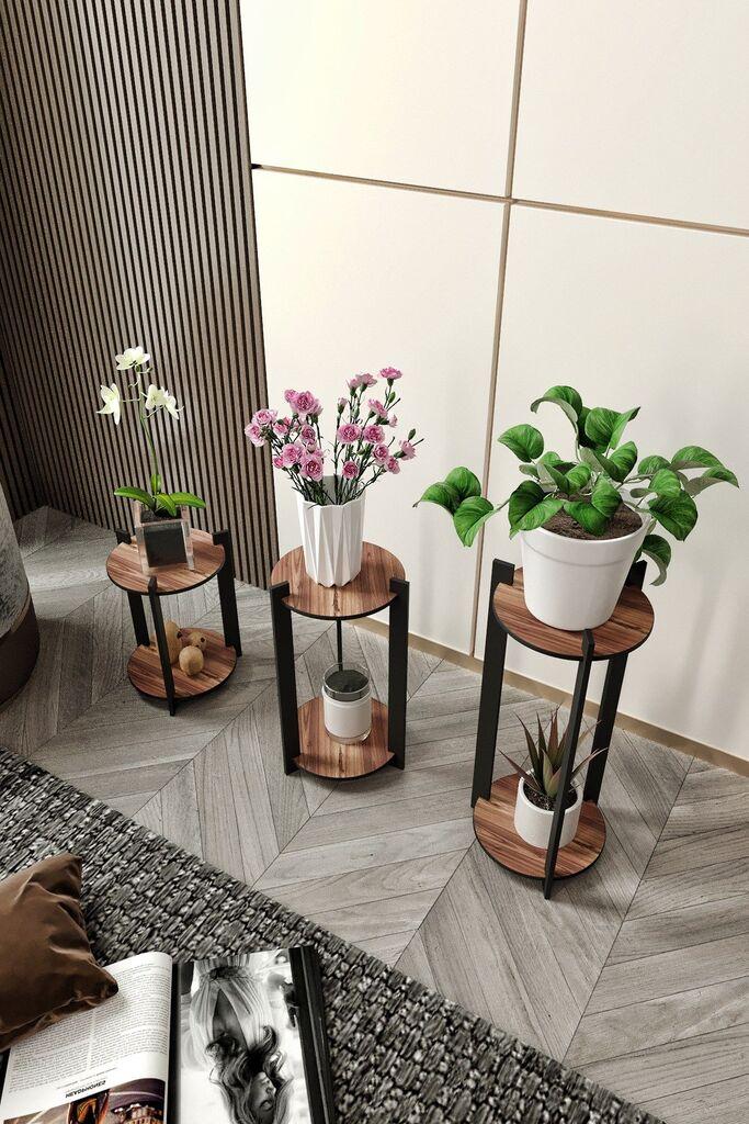 Hanah Home set stalka za biljke, 3 dijela, smeđe-crne