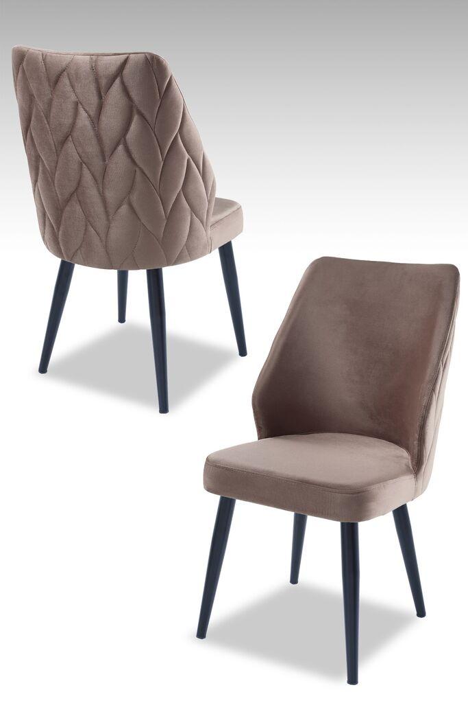 Hanah Home set puf fotelja, 48x90x43 cm, 2 dijela, crno-smeđa