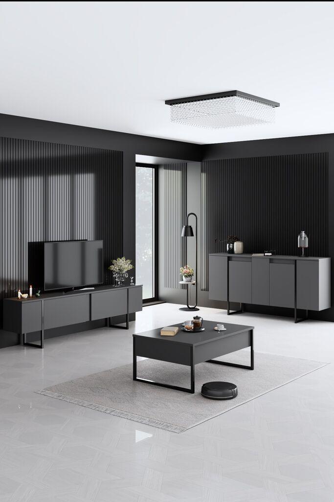 Hanah Home Luxe set namještaja za dnevni boravak, crni