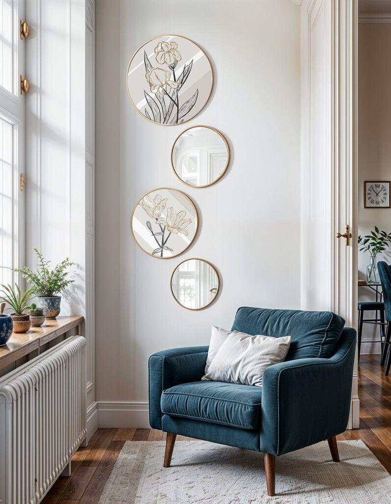 Wallity Uramljena slika Roundmirrorset-0004, 4 dela
