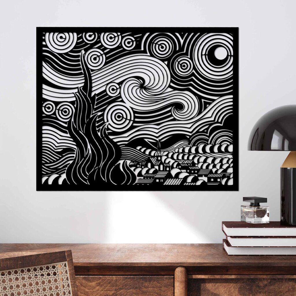 Wallity Zidna dekoracija Vangogh 2, 56x45 cm, 1.5 mm, Crna