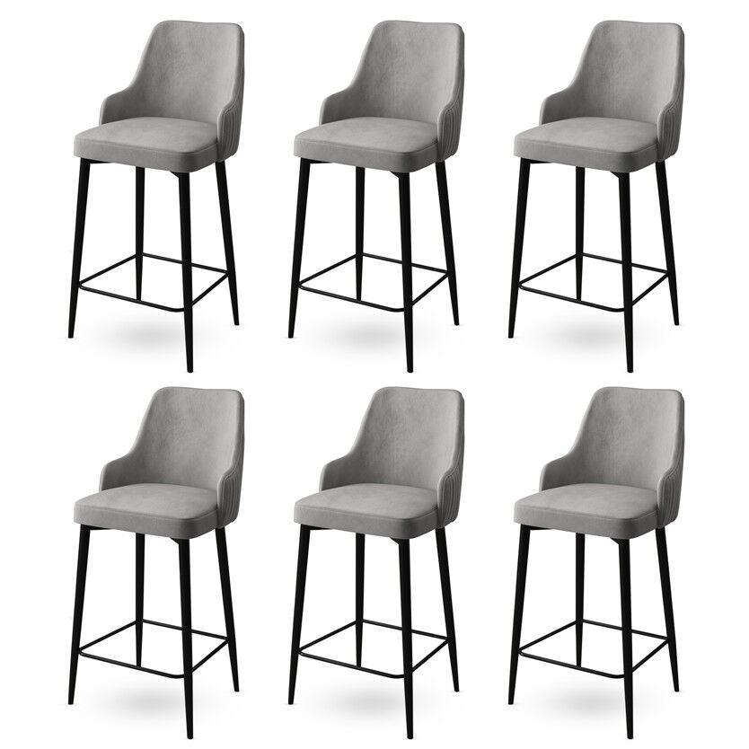 Hanah Home Set barskih stolica Enox, 6 dijelova, Sivo-crna
