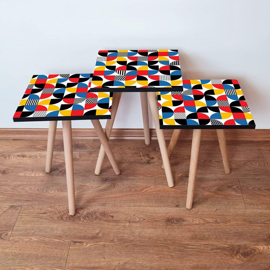 Hanah Home set stolića za kafu 3Shp276, 3 dijela, šareni