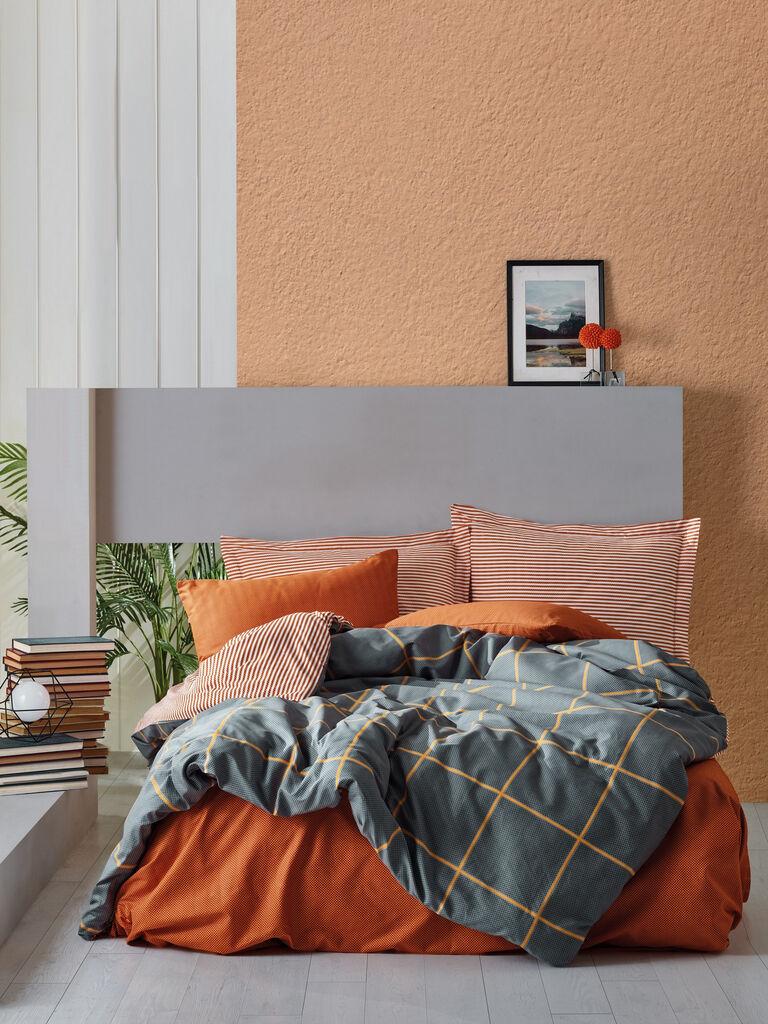 L'essentiel Maison Komplet posteljina Stark, 200x220 cm, Terakota-Tamnoplava
