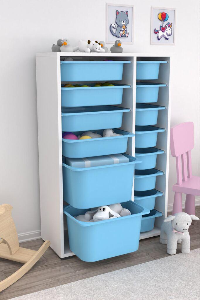 Hanah Home Višenamjenska komoda Rine 2D4K8U v2, 69,5 x30 x109 cm, Plavo-bijela