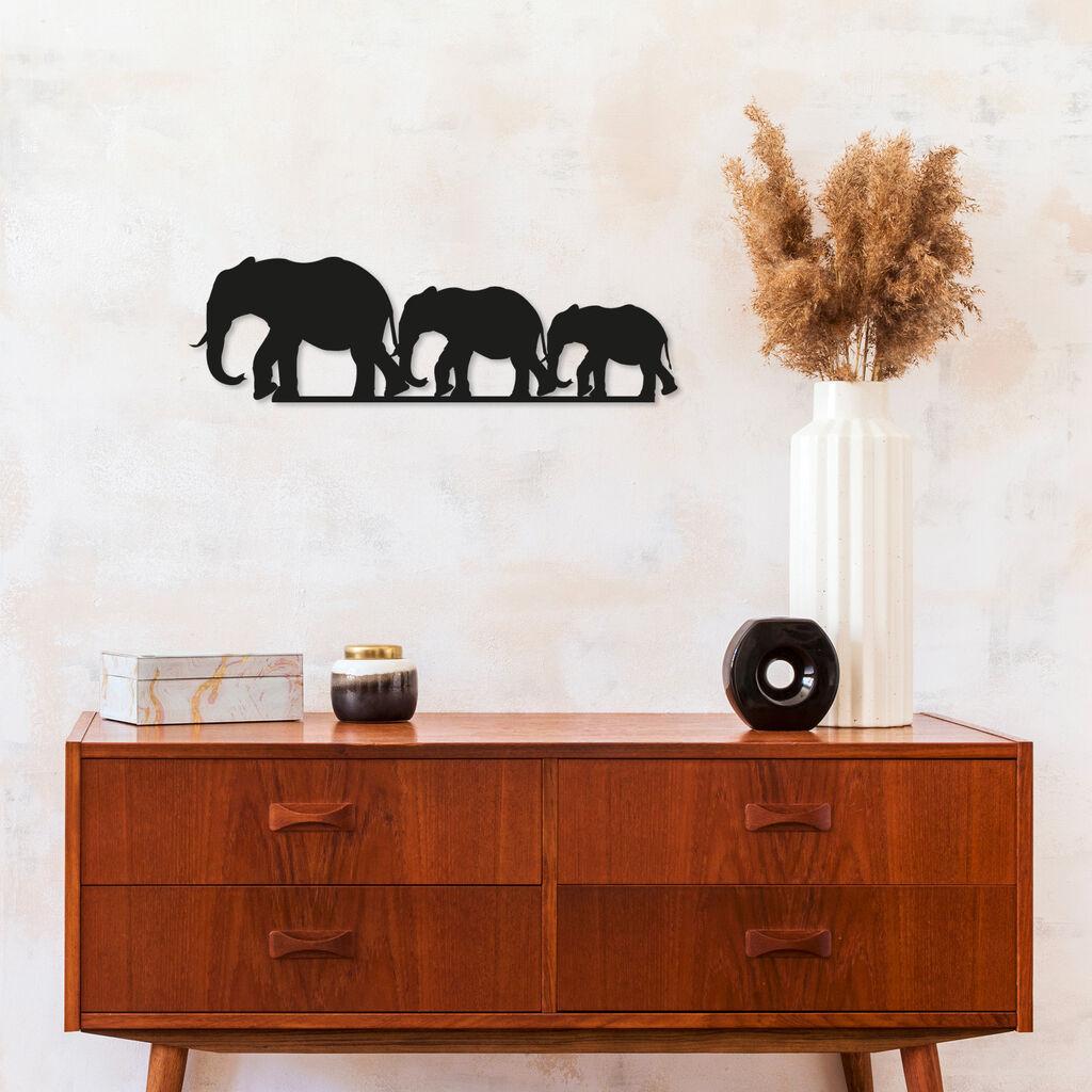 Wallity Zidna dekoracija Elephants, 15x50cm, Crna