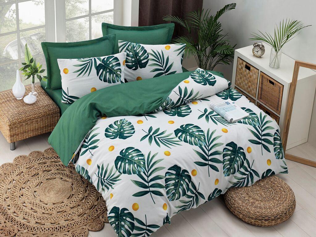 L'essentiel Maison Set bračna posteljina Monstera, 200x220cm, zelena