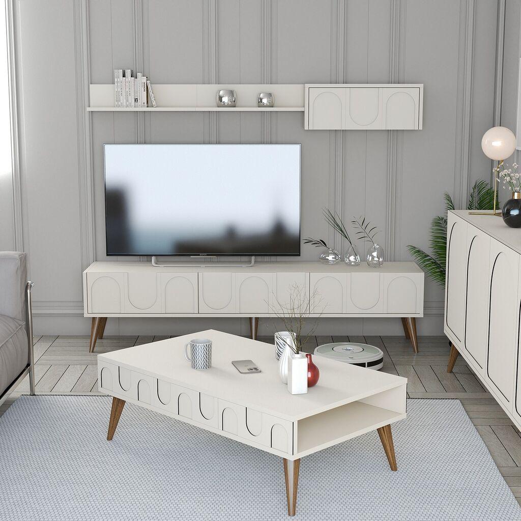 Hanah Home Set TV ormarić i klub stolić Lyon 3, 4 dijela, krem