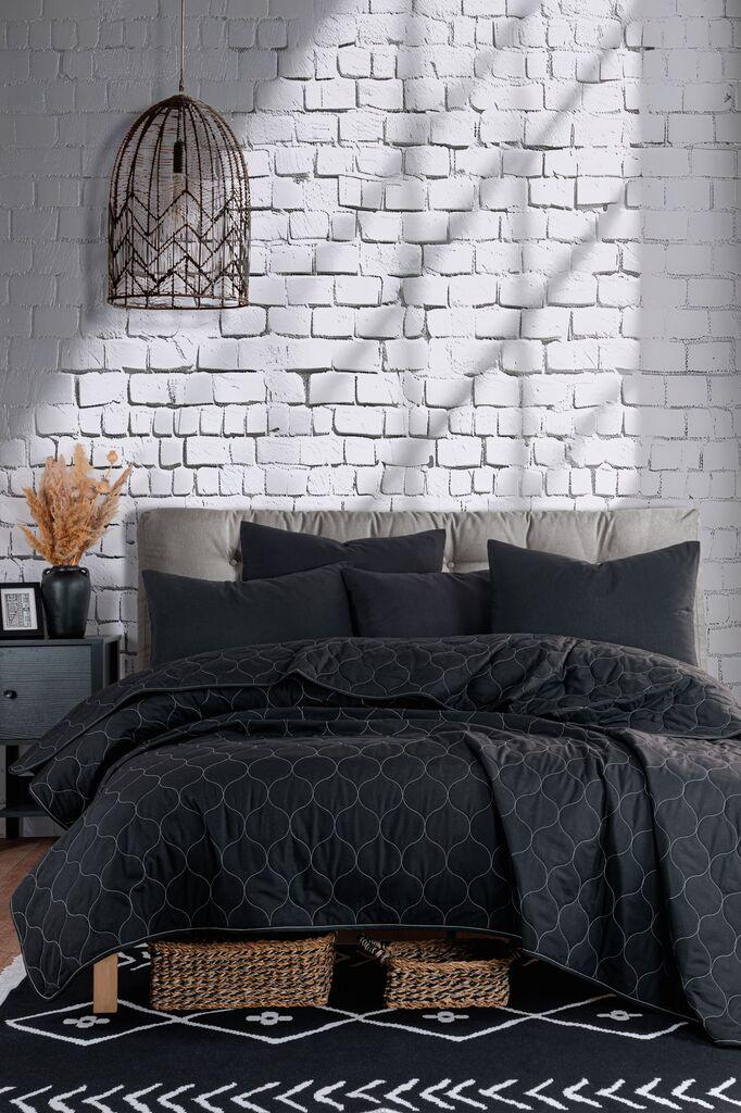 L'essentiel Maison set posteljine Solid, 200x220 cm, crna