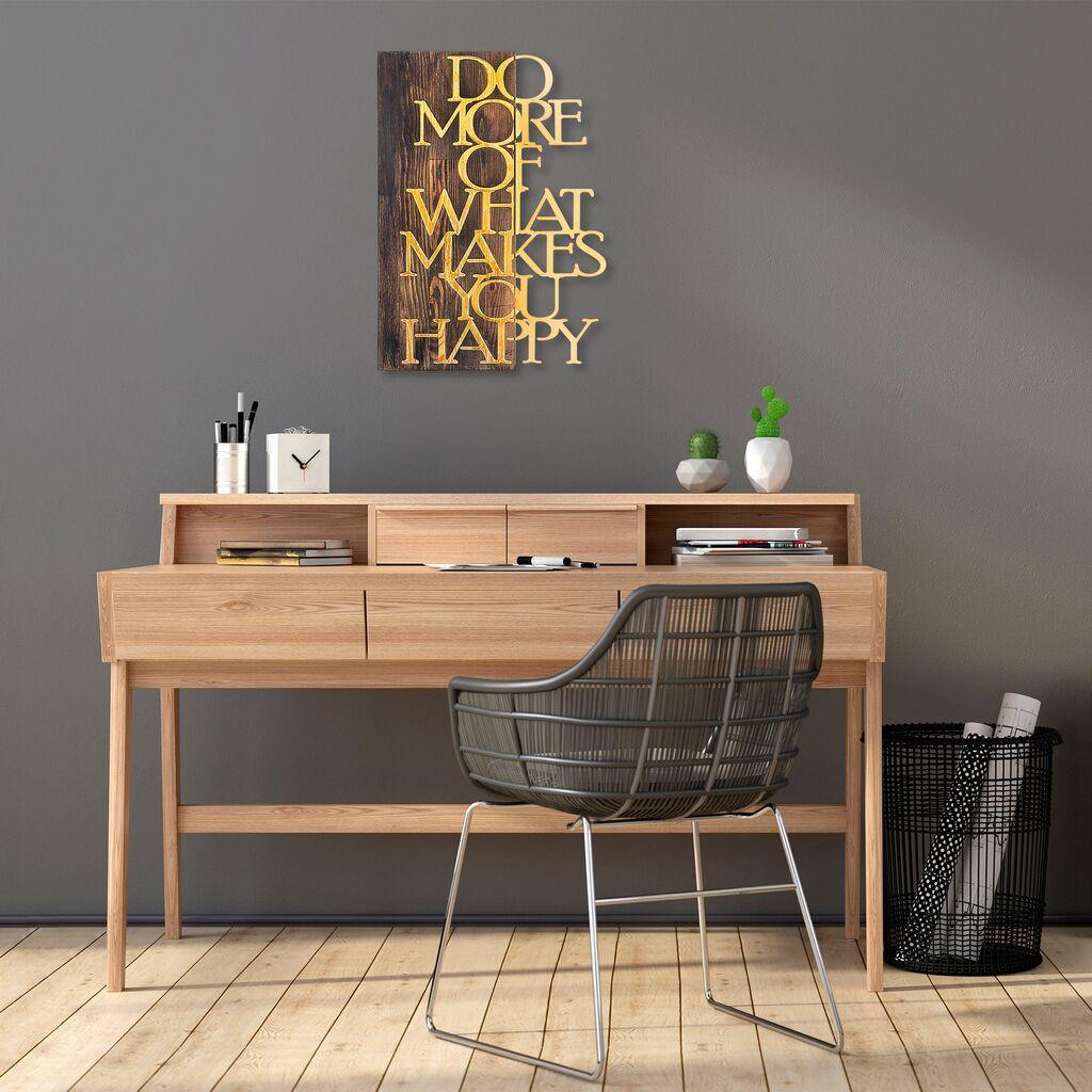 Wallity Zidna dekoracija Do More Of What Makes You Happy, 42x58 cm, Zlatne boje