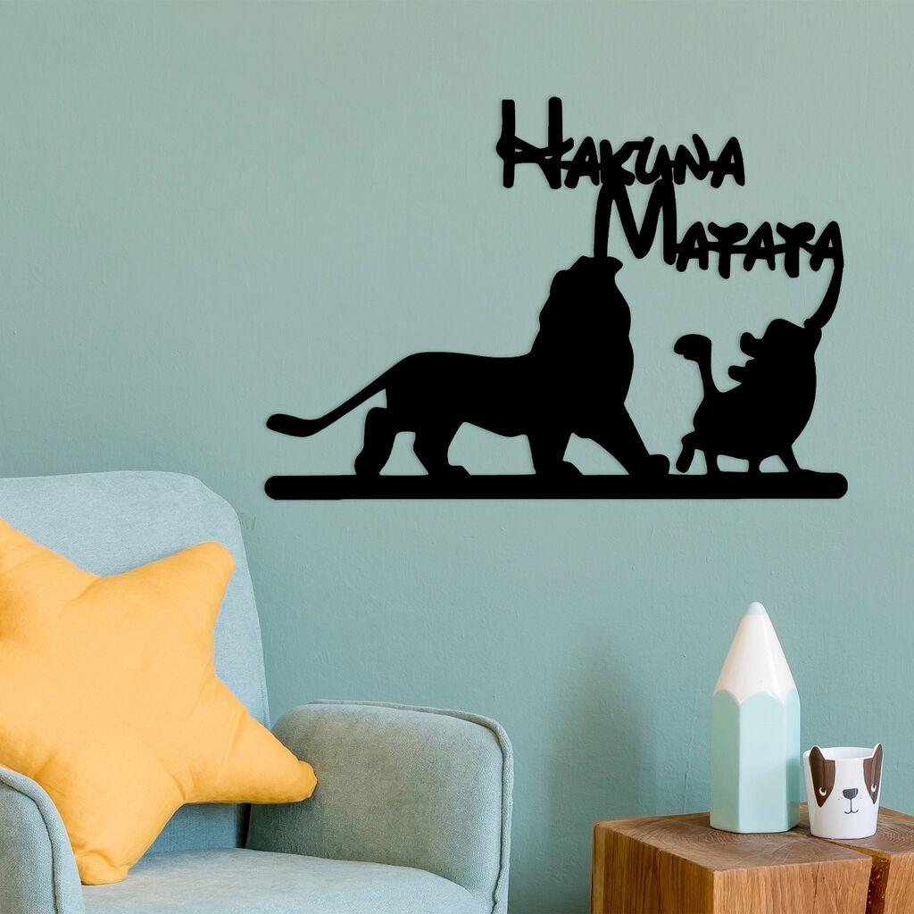 Wallity Zidna dekoracija Hakuna Matata Lion And Piggy, 58x1.5x39 cm, 1.2 mm, Crna