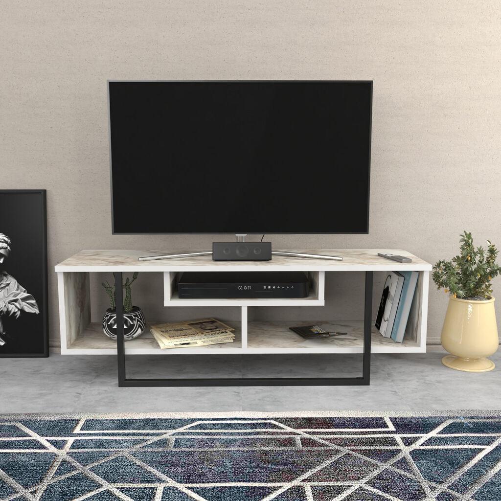 Hanah Kućna TV komoda Asal 120, 120x40.2x35.2 cm, Bijelo-crna