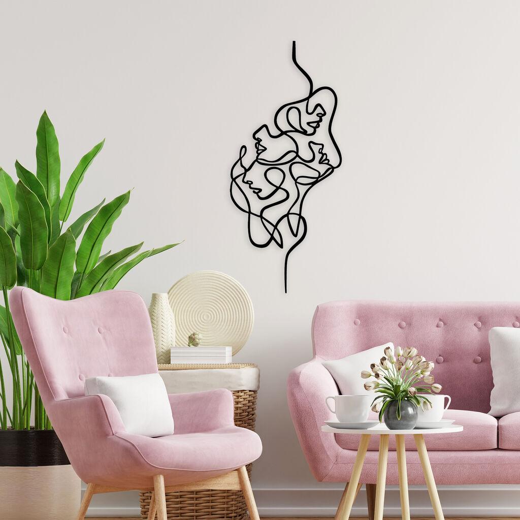 Wallity Zidna dekoracija Faces, 40x100 cm, 1.5 mm, Crna