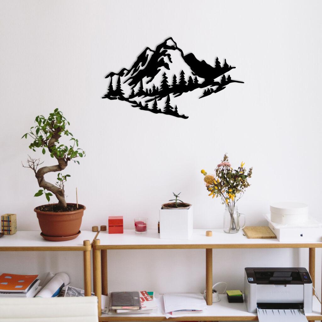 Wallity Zidna dekoracija Mountain 2, 47x40 cm, 1.2mm, Crna