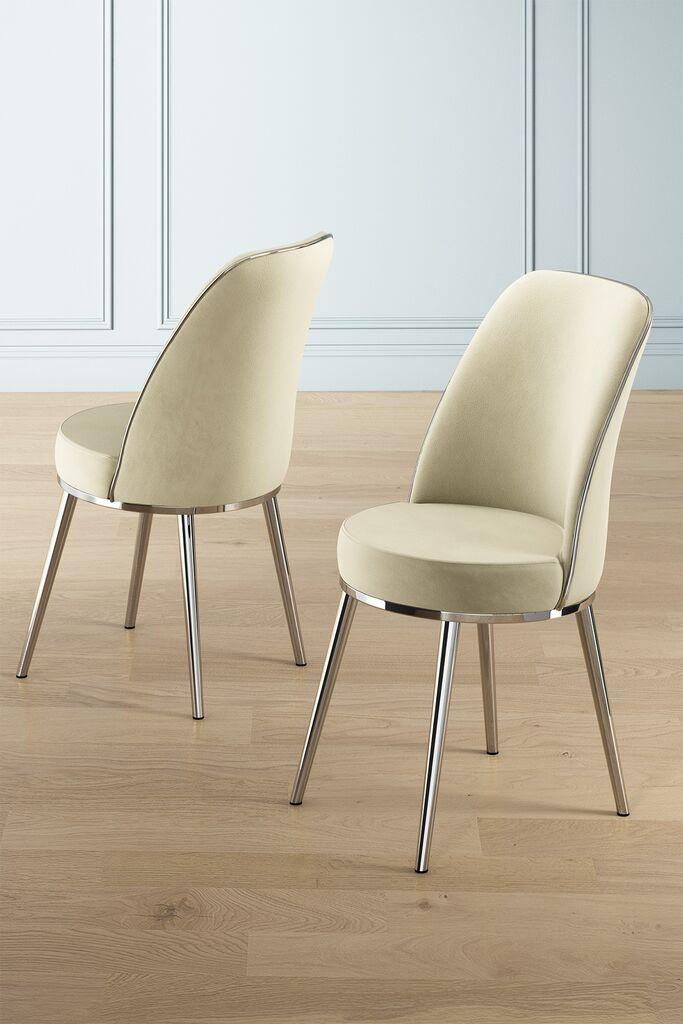 Hanah Home Pefa set stolica, 45x91x42 cm, 2 dijela, srebrno-krem boja