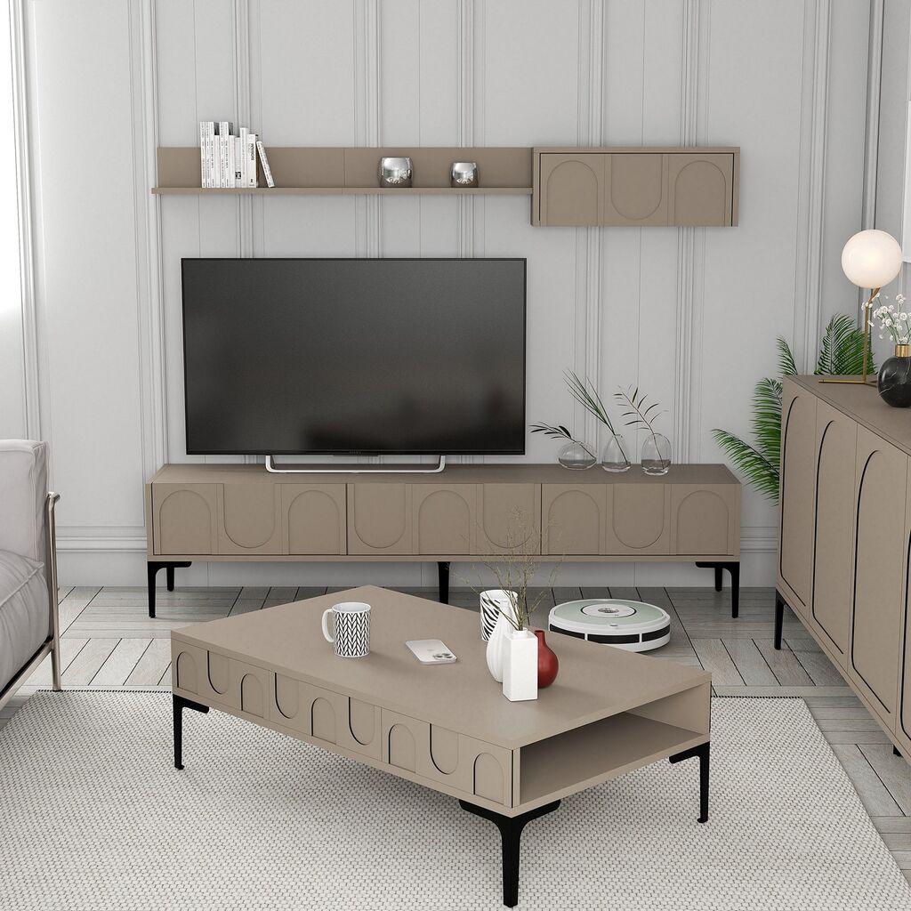 Hanah Home Set TV ormarić i klub stolić Lyon 3, 4 dijela, Smeđa