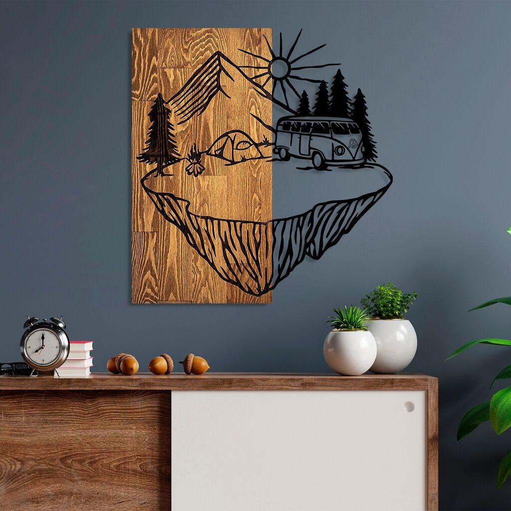 Wallity Zidna dekoracija Camp Life, 54x57 cm, Smeđe boje