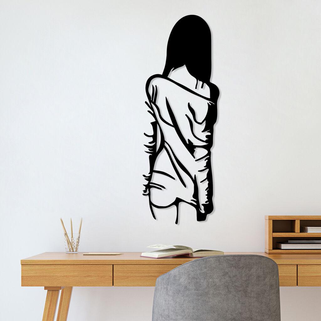 Wallity Zidna dekoracija Woman With Loose Dress, 120x29cm, Crna