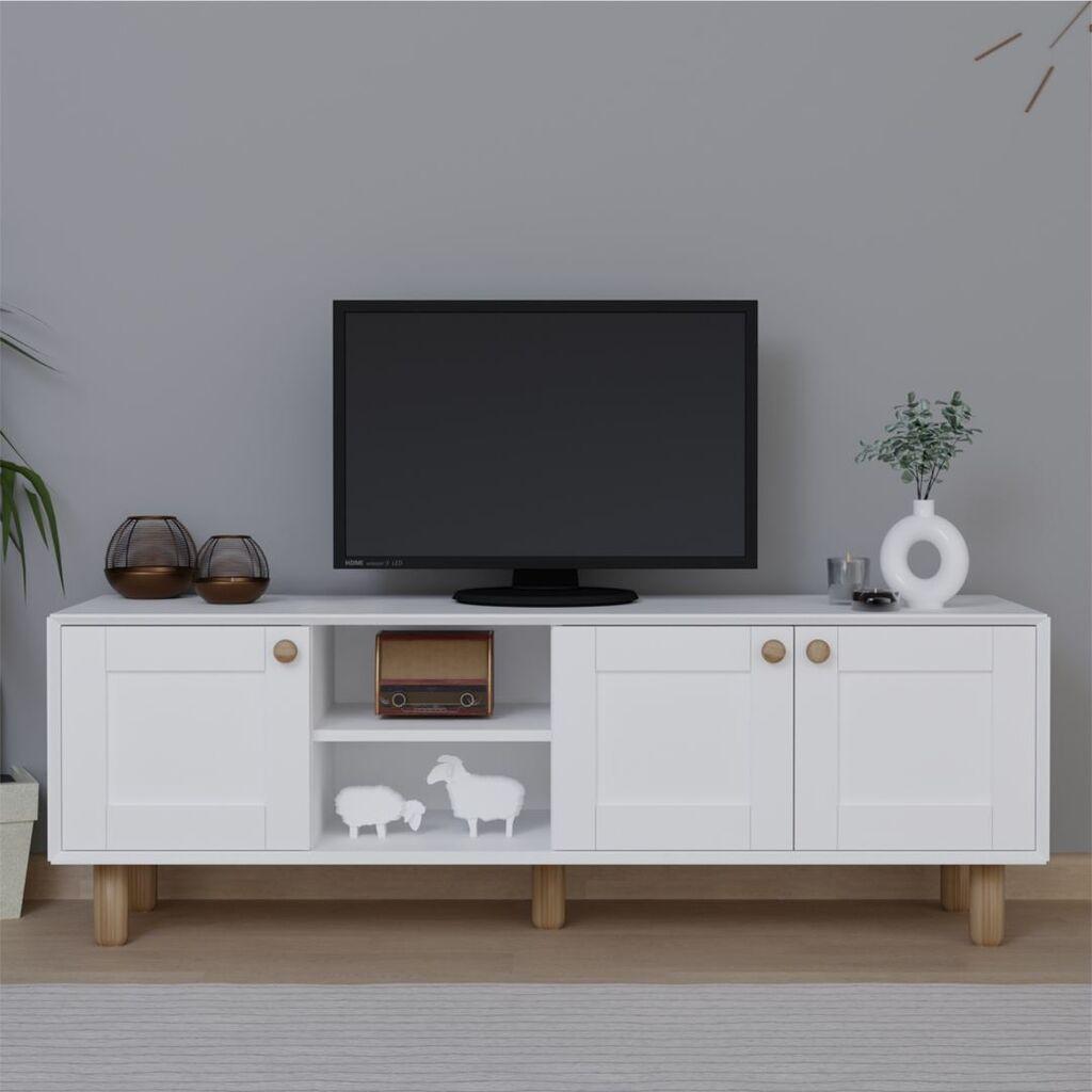 Hanah Kućna TV komoda, boemska, 1600-70, 160x56x40 cm, bijela