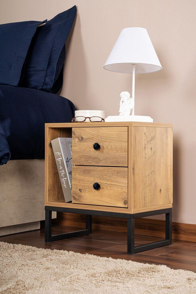 Hanah Home Noćni ormarić Glimmer, 45,2 x 50 x 29,5 cm, Boja hrasta