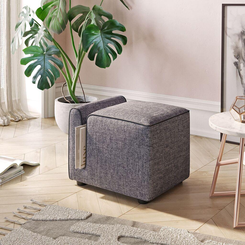 Atelier del Sofa Tabure Paris, 53x43x42cm, Tamno siva